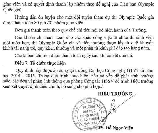 Quy định về thi sinh viên giỏi môn học và thi olympic quốc gia