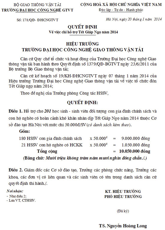 Hỗ trợ sinh viên tết 2014