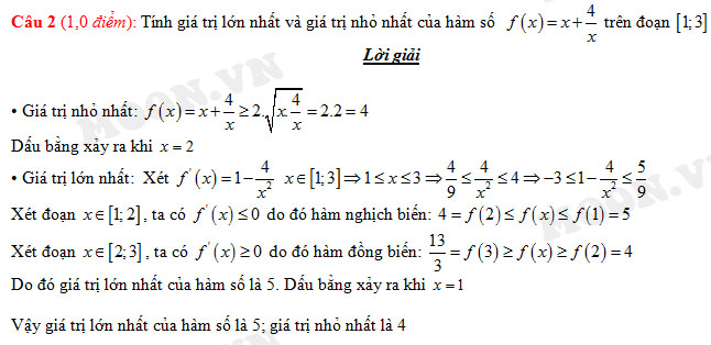 Đề thi và Đáp án môn Toán kỳ thi tốt nghiệp THPT Quốc gia năm 2015