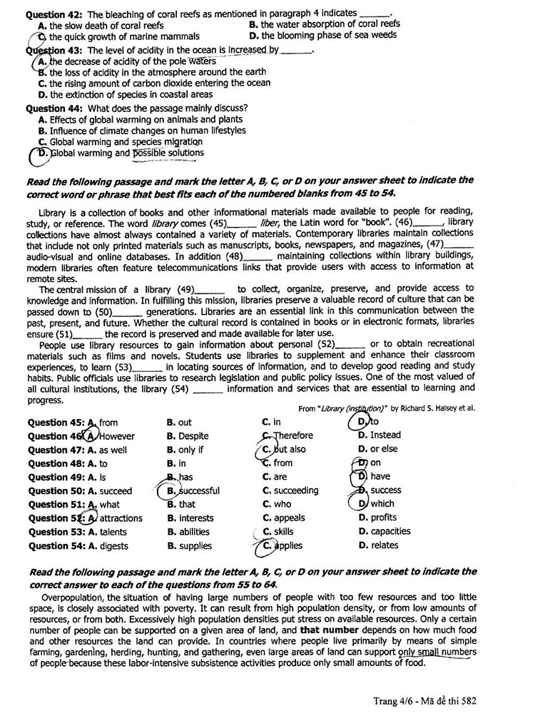 Đề thi và Đáp án môn Ngoại ngữ kỳ thi tốt nghiệp THPT Quốc gia năm 2015