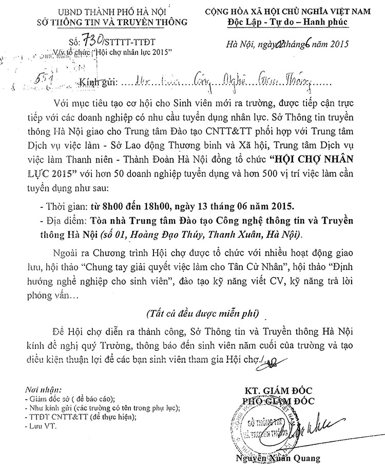 Hội chợ nhân lực năm 2015