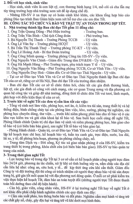 Kế hoạch nghỉ tết Giáp ngọ 2014