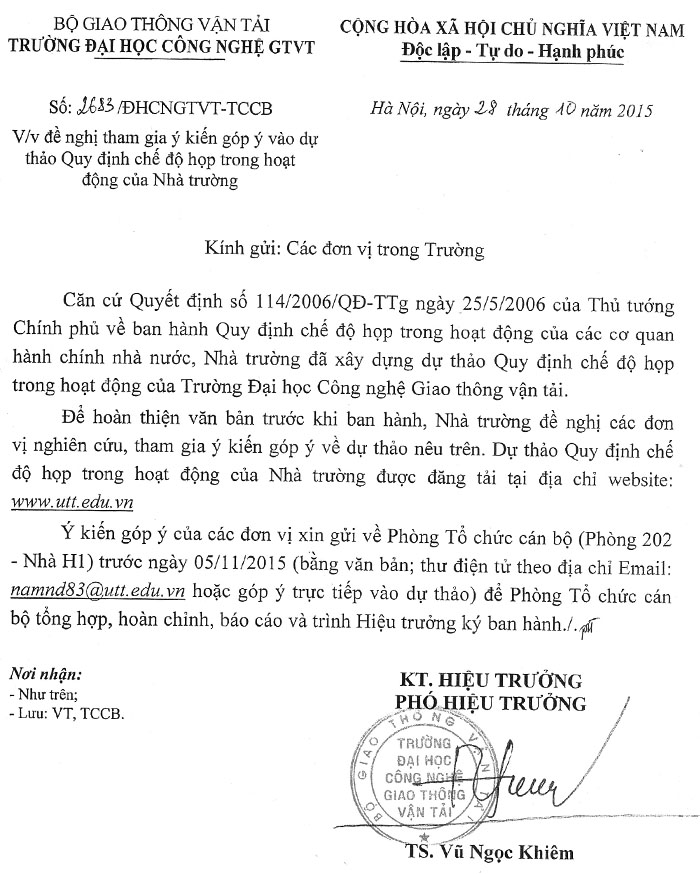 Góp ý dự thảo chế độ họp