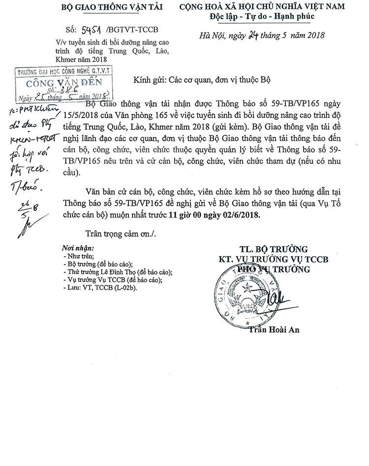Thông báo về việc tuyển sinh bồi dưỡng nâng cao trình độ tiếng Trung Quốc, Lào, Khmer năm 2018