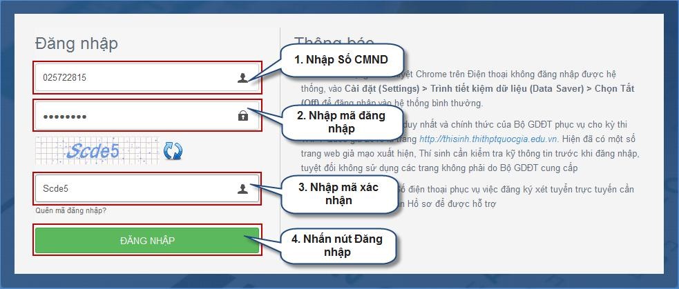 Hướng dẫn thay đổi nguyện vọng online