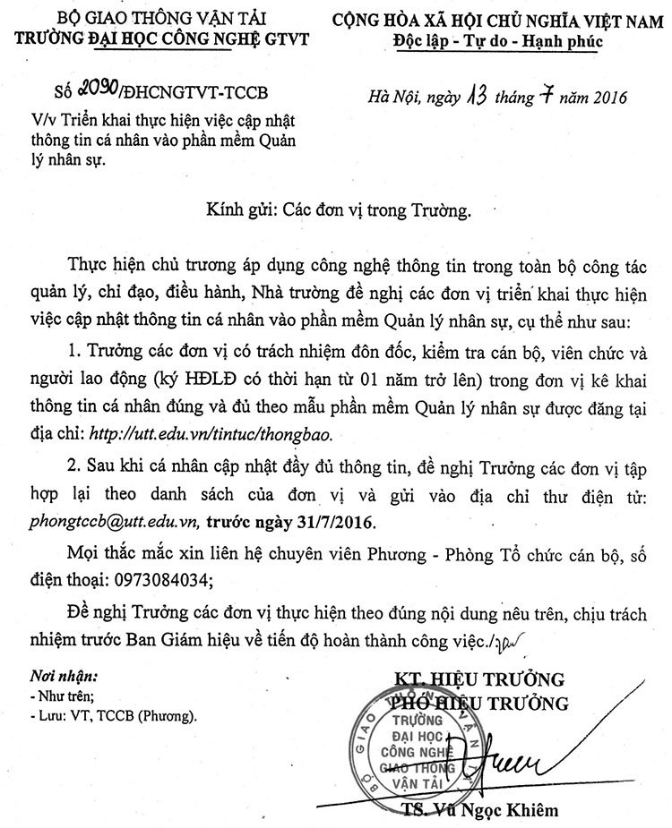 cập nhật thông tin