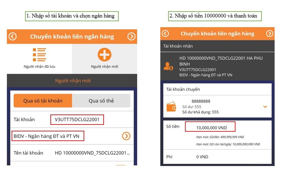 Chuyển khoản theo cú pháp