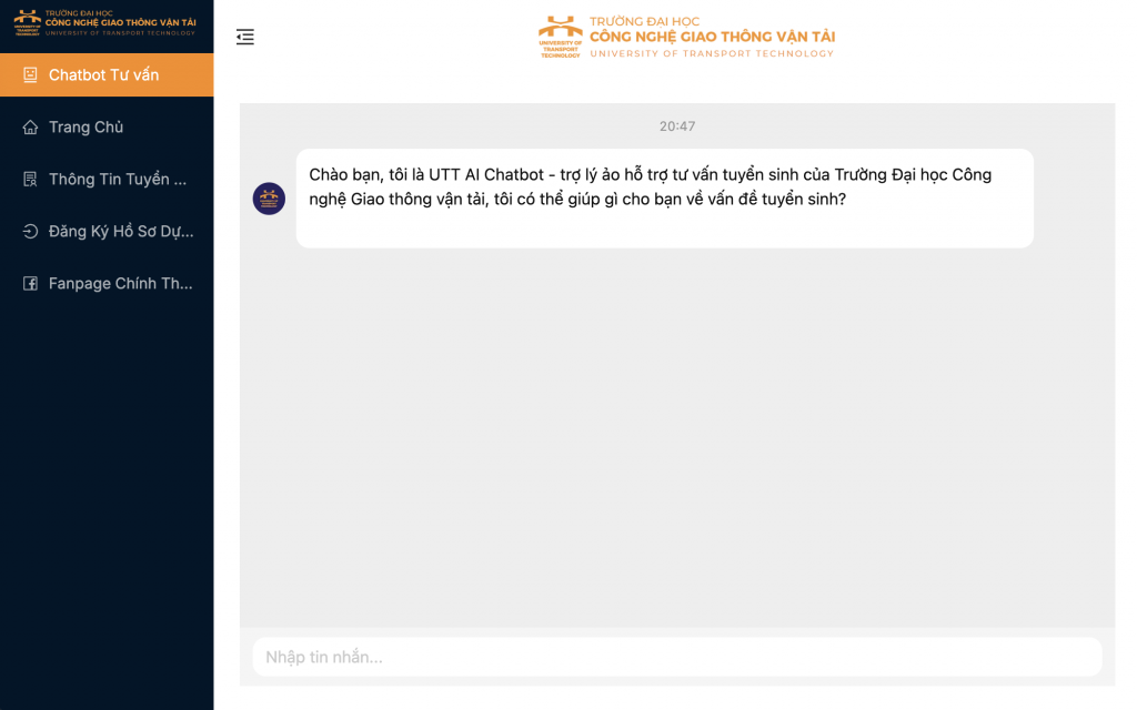 Đại học Công nghệ Giao thông Vận tải triển khai AI Chatbot tư vấn tuyển sinh: Tăng cường hỗ trợ thí sinh trong thời đại số