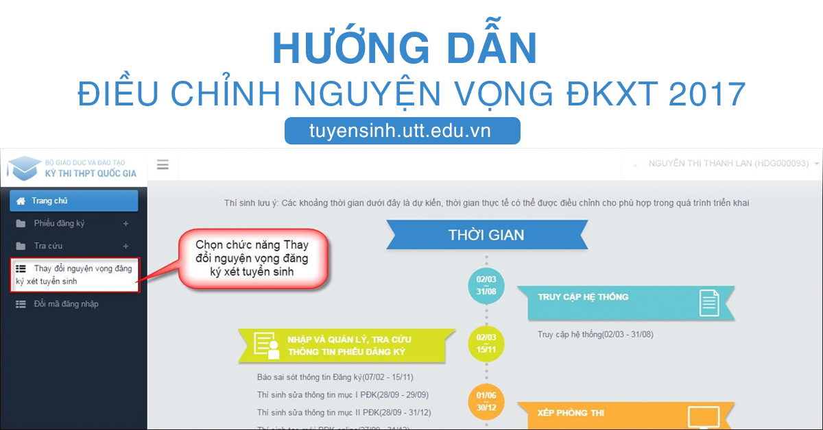 Hướng dẫn điều chỉnh nguyện vọng ĐKXT năm 2017