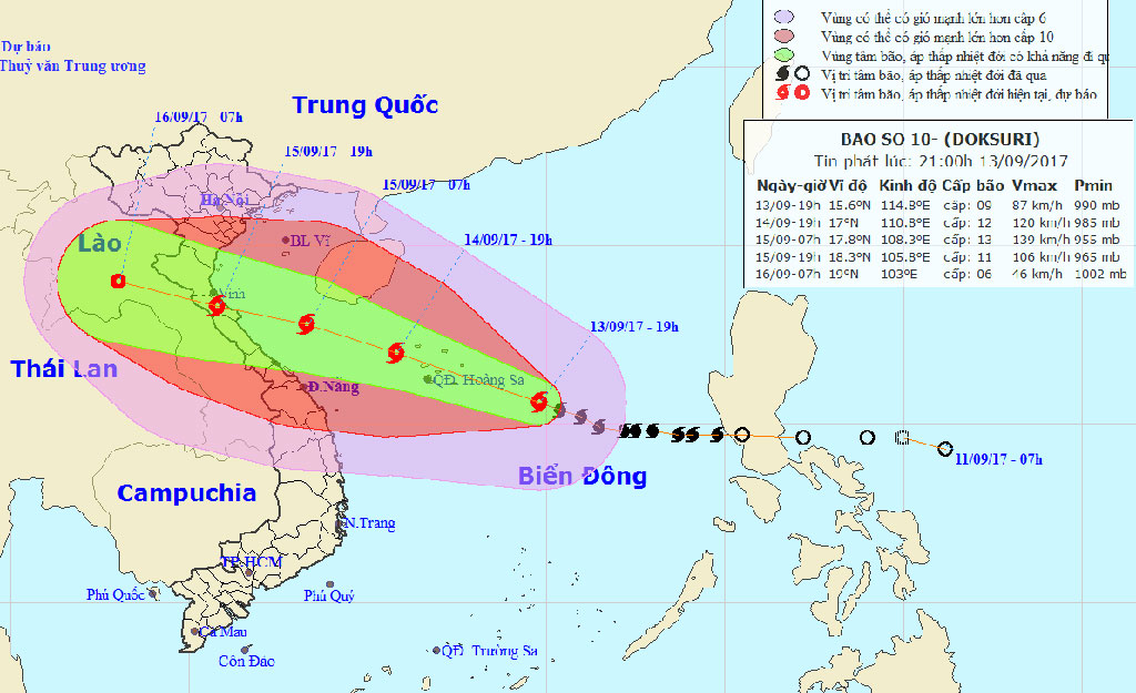 Thông báo triển khai thực hiện biện pháp phòng, chống cơn bão số 10