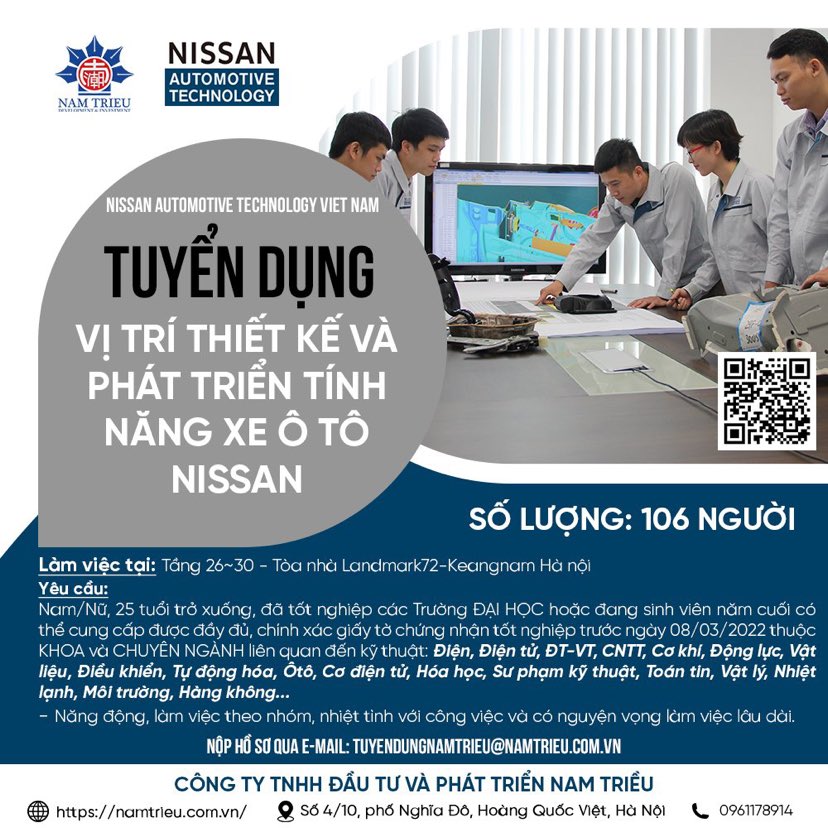 Tuyển dụng vị trí thiết kế và phát triển tính năng xe ô tô Nissan