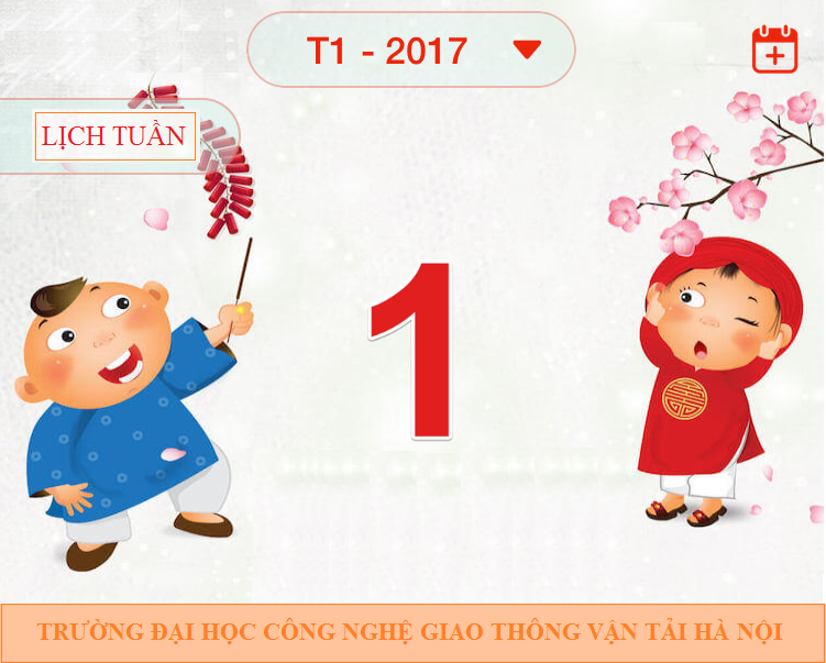 Lịch công tác tuần 01 năm 2017 (từ 02/01/2017 đến 08/01/2017)