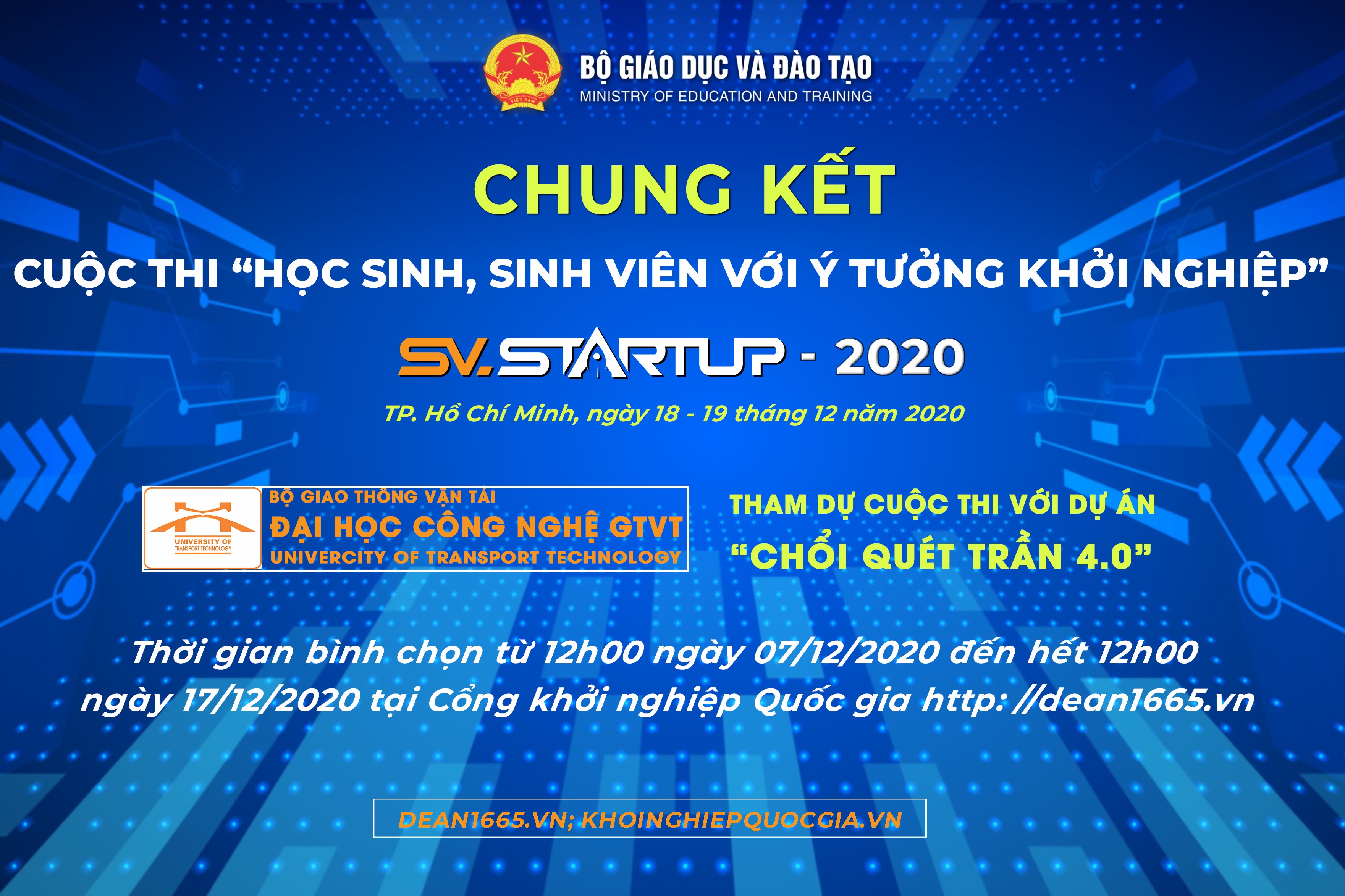 Kế hoạch chung kết cấp Bộ cuộc thi Học sinh, sinh viên với ý tưởng khởi nghiệp năm 2020